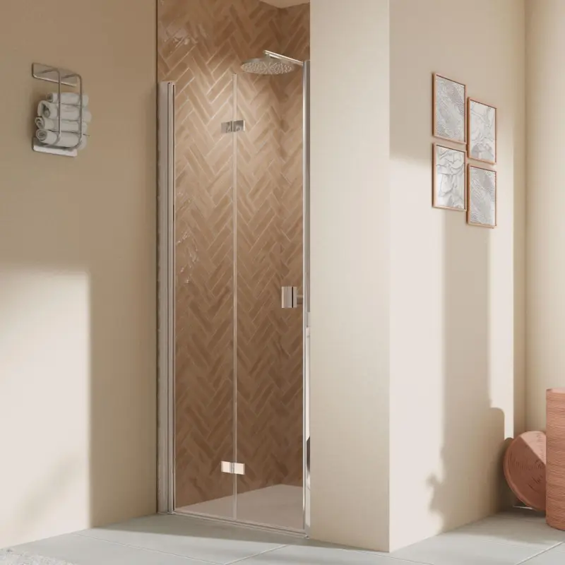 Breuer Elana 2.0 eckig Drehfalttür 2-teilig für Nische oder Badewannenseitenwand (auf Wanne) Türanschlag links Klarglas hell 80 cm - Alu Chromeffekt Super-Preis