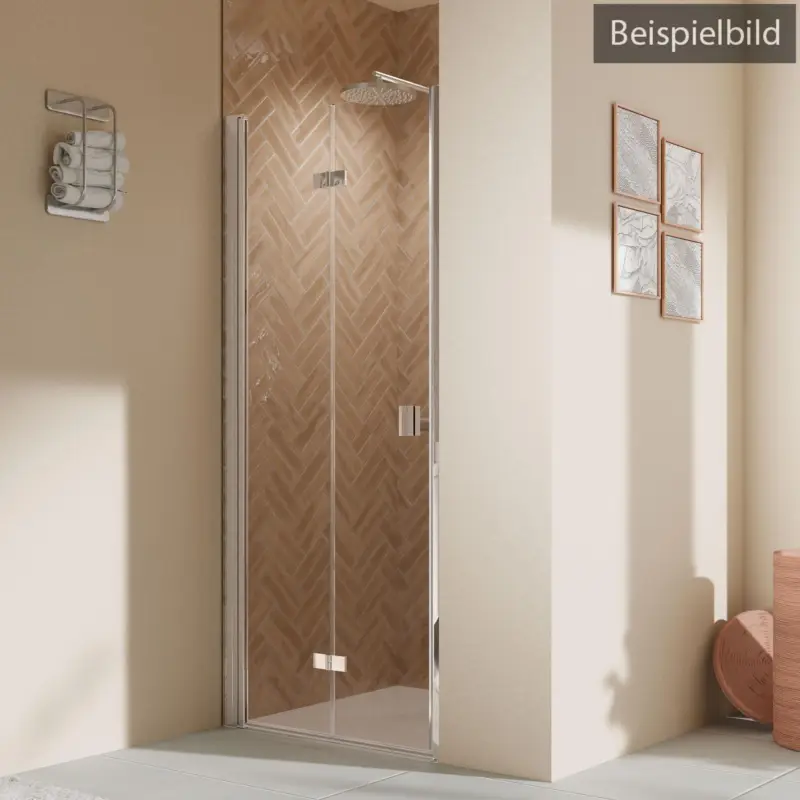 Breuer Elana 2.0 eckig Drehfalttür 2-teilig für Nische oder Badewannenseitenwand (auf Wanne) Türanschlag links Mastercarre 80 cm - Alu Chromeffekt Echt