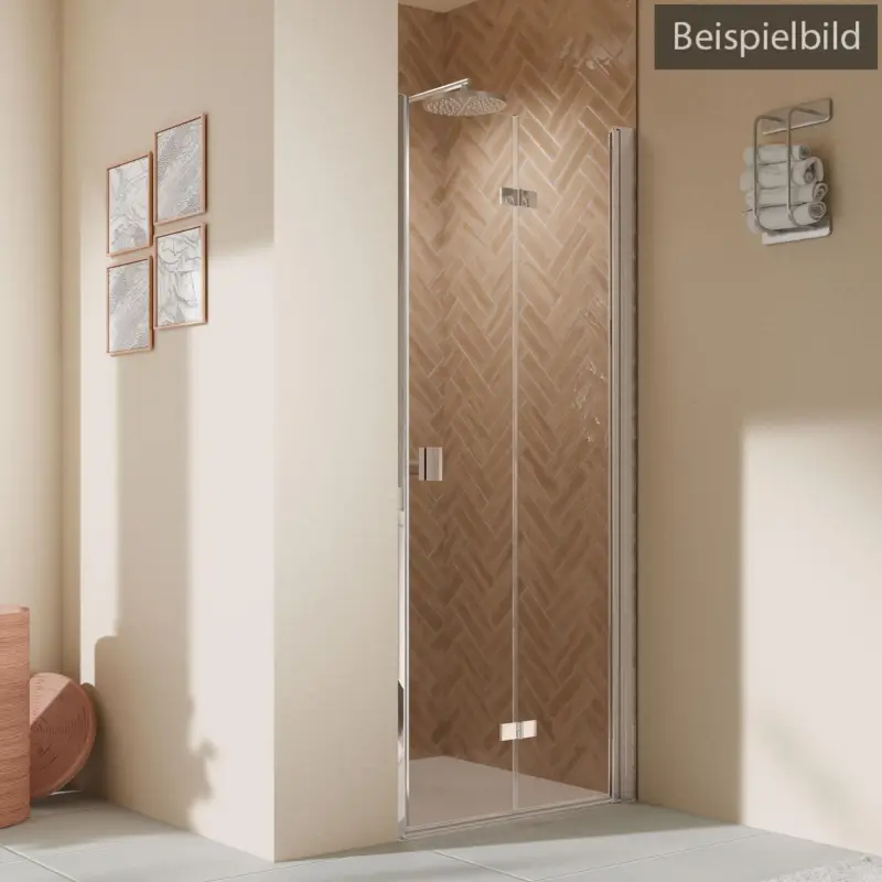 Breuer Elana 2.0 eckig Drehfalttür 2-teilig für Nische oder Badewannenseitenwand (auf Wanne) Türanschlag rechts Intima 80 cm - Alu Silber matt Finale Aktion