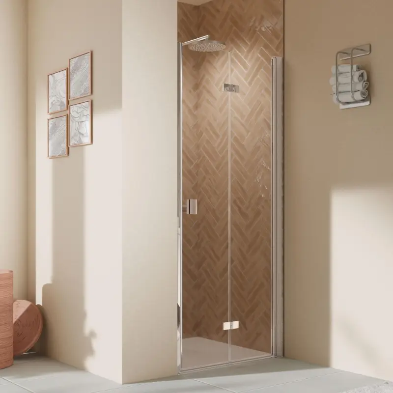 Breuer Elana 2.0 eckig Drehfalttür 2-teilig für Nische oder Badewannenseitenwand (auf Wanne) Türanschlag rechts Klarglas hell 80 cm - Alu Chromeffekt Letzte Chance