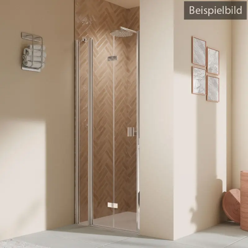 Neu Breuer Elana 2.0 eckig Black Edition Drehfalttür mit Festteil für Nische oder Badewannenseitenwand (auf Wanne) Türanschlag links Bronce getönt 120 cm - Schwarz matt