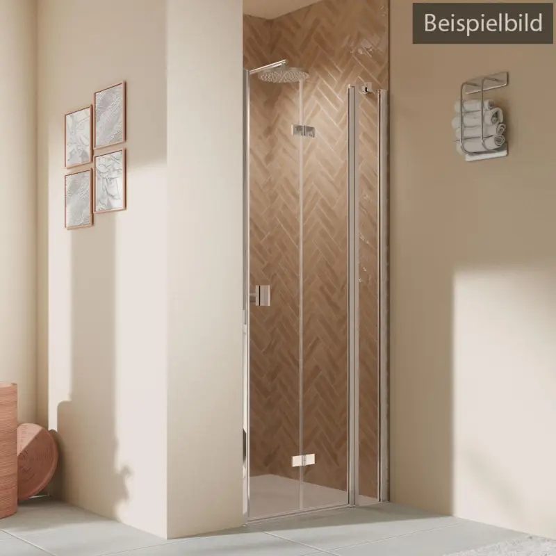 Breuer Elana 2.0 eckig Drehfalttür mit Festteil für Nische oder Badewannenseitenwand (auf Wanne) Türanschlag rechts Satiniert 100 cm - Alu Chromeffekt Expressversand