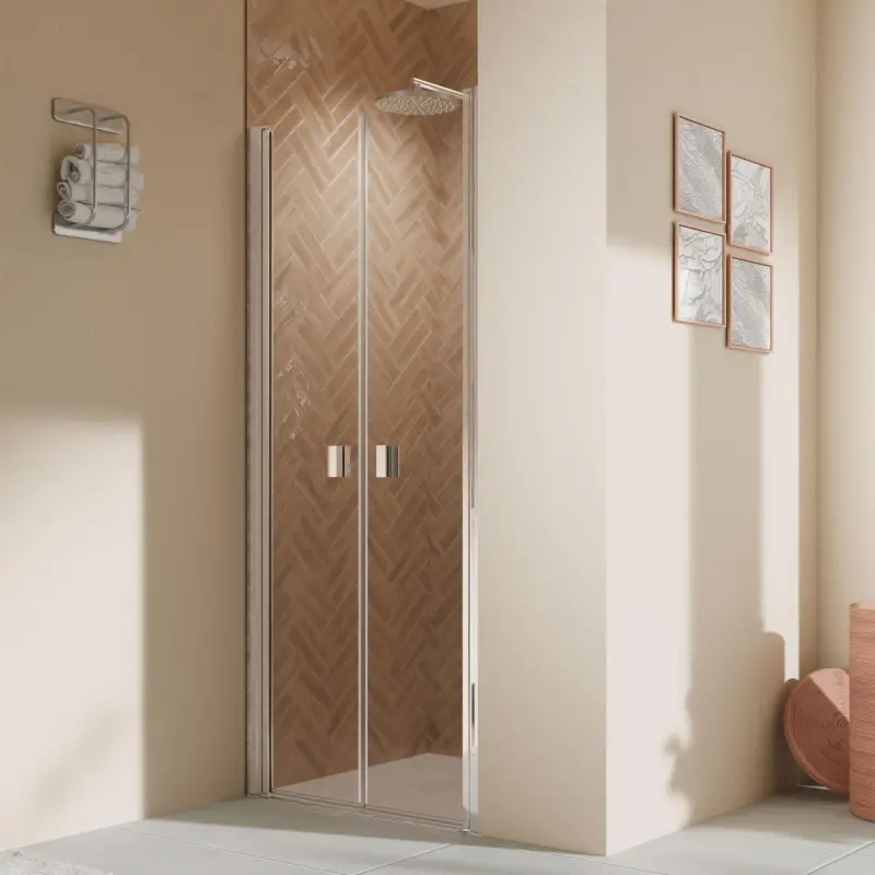Breuer Elana 2.0 eckig Pendeltür für Nische oder Badewannenseitenwand (auf Wanne) Klarglas hell 80 cm - Alu Chromeffekt Neu