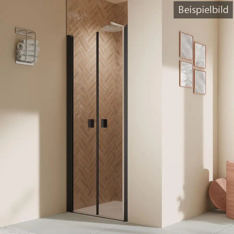 Breuer Elana 2.0 eckig Black Edition Pendeltür für Nische oder Badewannenseitenwand (auf Wanne) Grau getönt 80 cm - Schwarz matt Sale