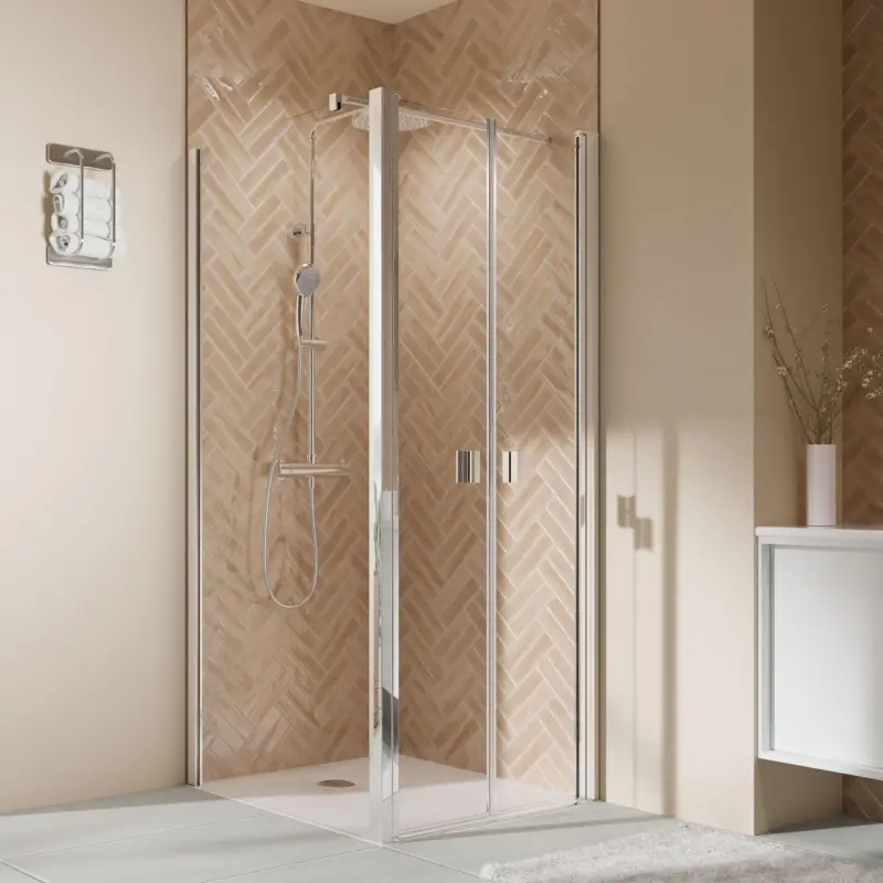 Breuer Elana 2.0 eckig Pendeltür für Seitenwand Klarglas hell 80 cm - Alu Chromeffekt Kracherpreis