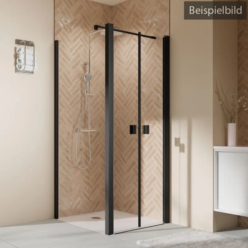 Neue Ware Breuer Elana 2.0 eckig Black Edition Pendeltür für Seitenwand Bronce getönt 80 cm - Schwarz matt