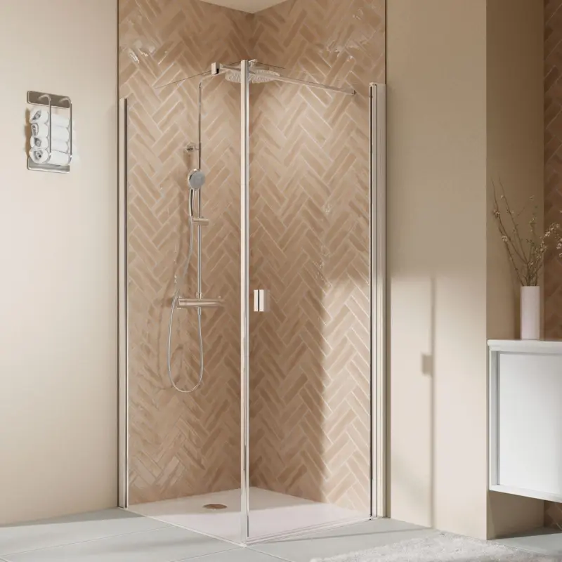 Breuer Elana 2.0 eckig Drehtür für Seitenwand oder Badewannen-SW (neben Wanne) Türanschlag rechts Klarglas hell 80 cm - Alu Chromeffekt Knallerangebot