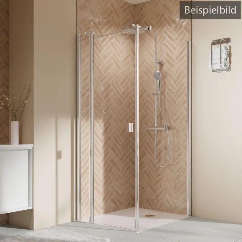 Highlight Breuer Elana 2.0 eckig Black Edition Drehtür mit Festteil für Seitenwand oder Badewannen-SW (neben Wanne) Türanschlag links Grau getönt 90 cm - Schwarz matt