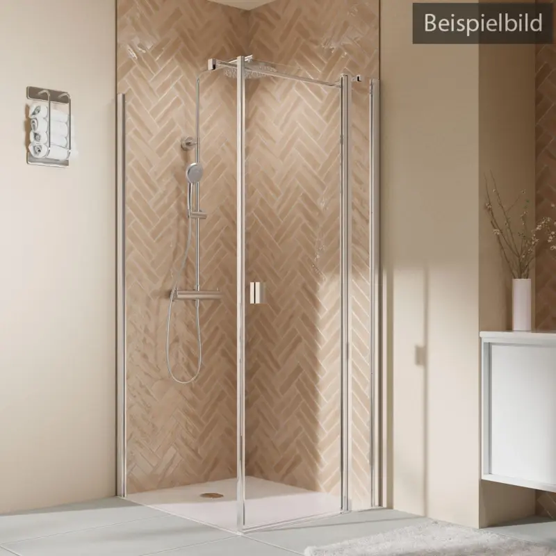 Letzte Chance Breuer Elana 2.0 eckig Drehtür mit Festteil für Seitenwand oder Badewannen-SW (neben Wanne) Türanschlag rechts Bronce getönt 90 cm - Weiß matt