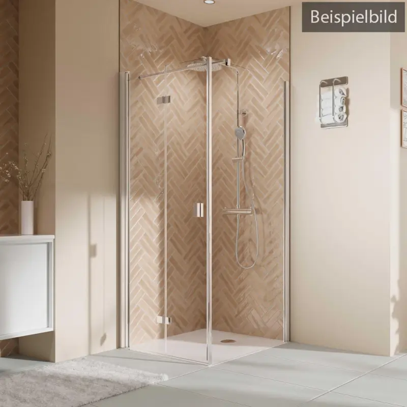 Neu Im Sortiment Breuer Elana 2.0 eckig Drehfalttür 2-teilig für Seitenwand oder Badewannen-SW (neben Wanne) Türanschlag links Klarglas hell mit DualPlus 80 cm - Alu Silber matt