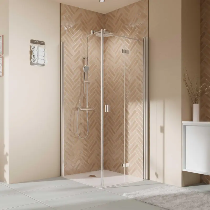 Breuer Elana 2.0 eckig Drehfalttür 2-teilig für Seitenwand oder Badewannen-SW (neben Wanne) Türanschlag rechts Klarglas hell 80 cm - Alu Chromeffekt Jetzt Kaufen