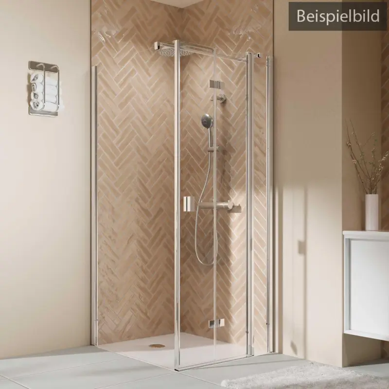 Breuer Elana 2.0 eckig Black Edition Drehfalttür mit Festteil für Seitenwand oder Badewannen-SW (neben Wanne) Türanschlag rechts Mastercarre 120 cm - Schwarz matt Sichere Zahlung