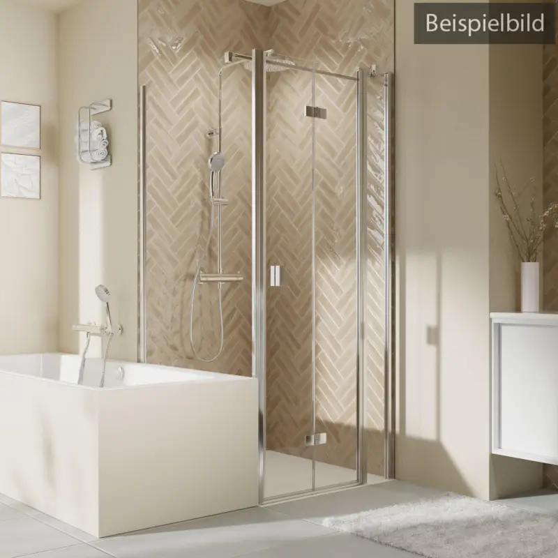 Breuer Elana 2.0 eckig Badewannenseitenwand für Drehtür oder Drehfalttür (auf Wanne) Wandanschlag links Grau getönt 75 cm - Weiß matt Neu Im Sortiment