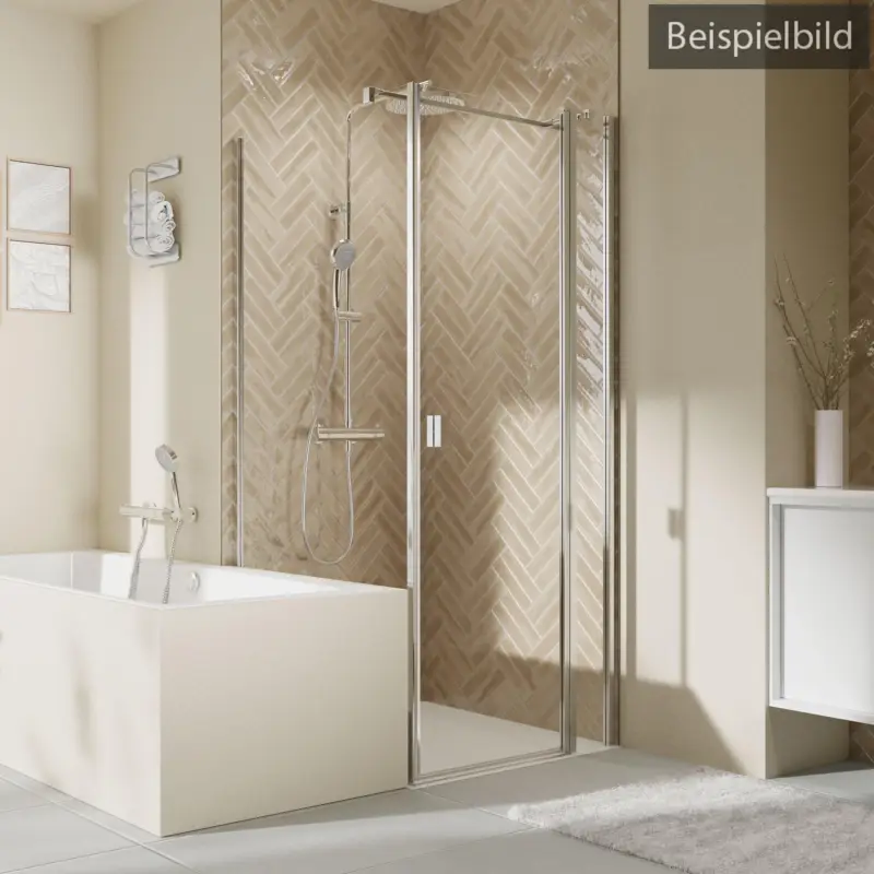Breuer Elana 2.0 eckig Badewannenseitenwand für Drehtür oder Drehfalttür (neben Wanne) Wandanschlag links Grau getönt 75 cm - Alu Silber matt Mega-Angebot