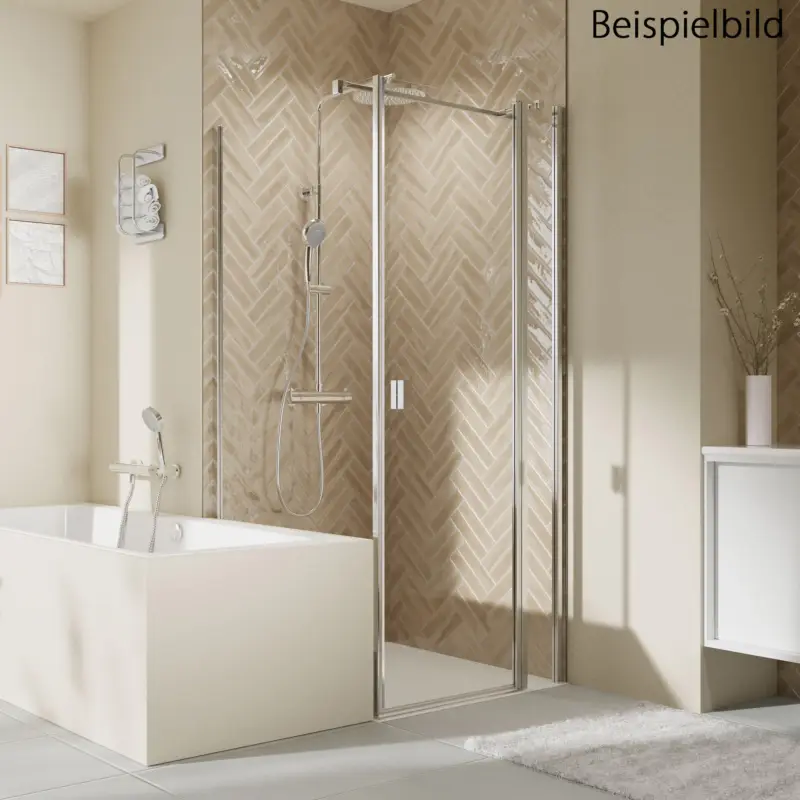 Breuer Elana 2.0 eckig Badewannenseitenwand für Drehtür oder Drehfalttür (neben Wanne) Wandanschlag links Intima 75 cm - Weiß matt Echt