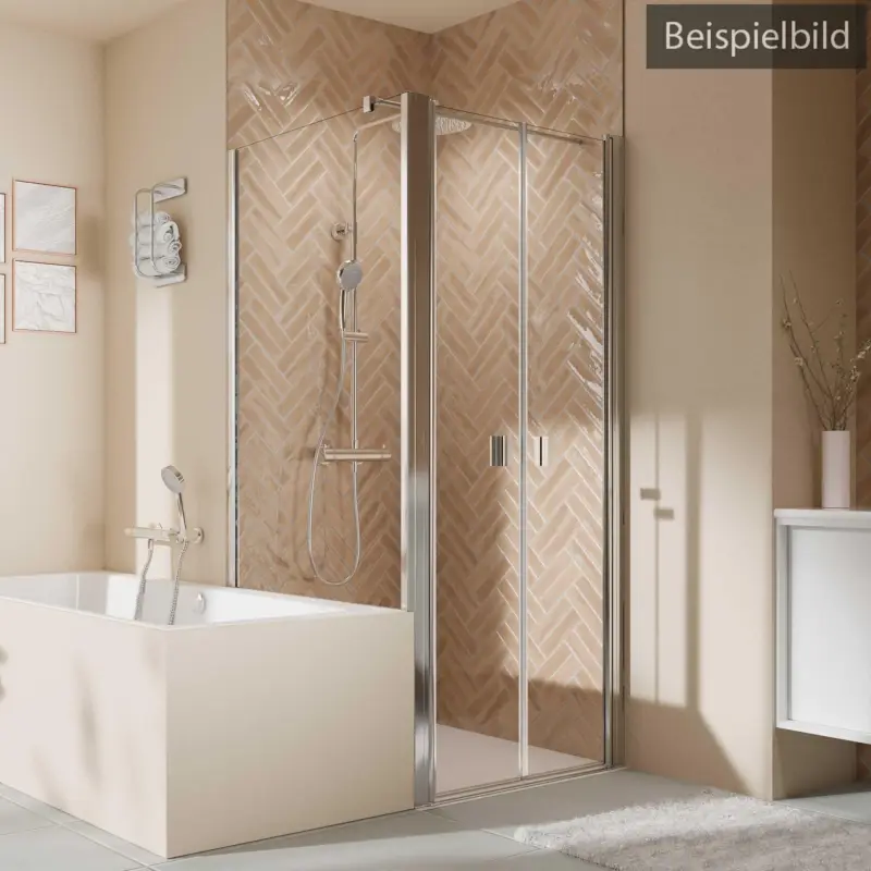 Neu Breuer Elana 2.0 eckig Badewannenseitenwand für Pendeltür (auf Wanne) Wandanschlag links Bronce getönt 75 cm - Alu Silber matt