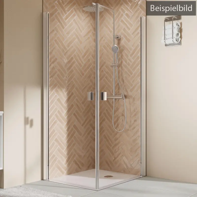Kracherpreis Breuer Elana 2.0 eckig Eckeinstieg Drehtür 2-teilig Satiniert 100 x 90 cm - Alu Chromeffekt