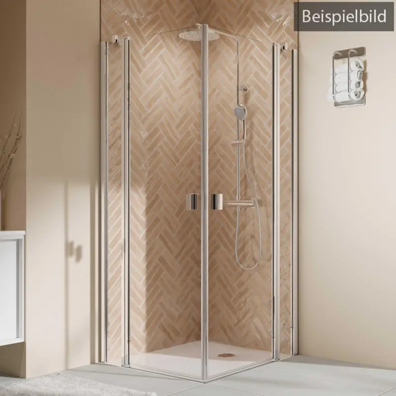 Wochenendangebot Breuer Elana 2.0 eckig Black Edition Eckeinstieg Drehtür mit Festteil 4-teilig Intima 100 x 90 cm - Schwarz matt