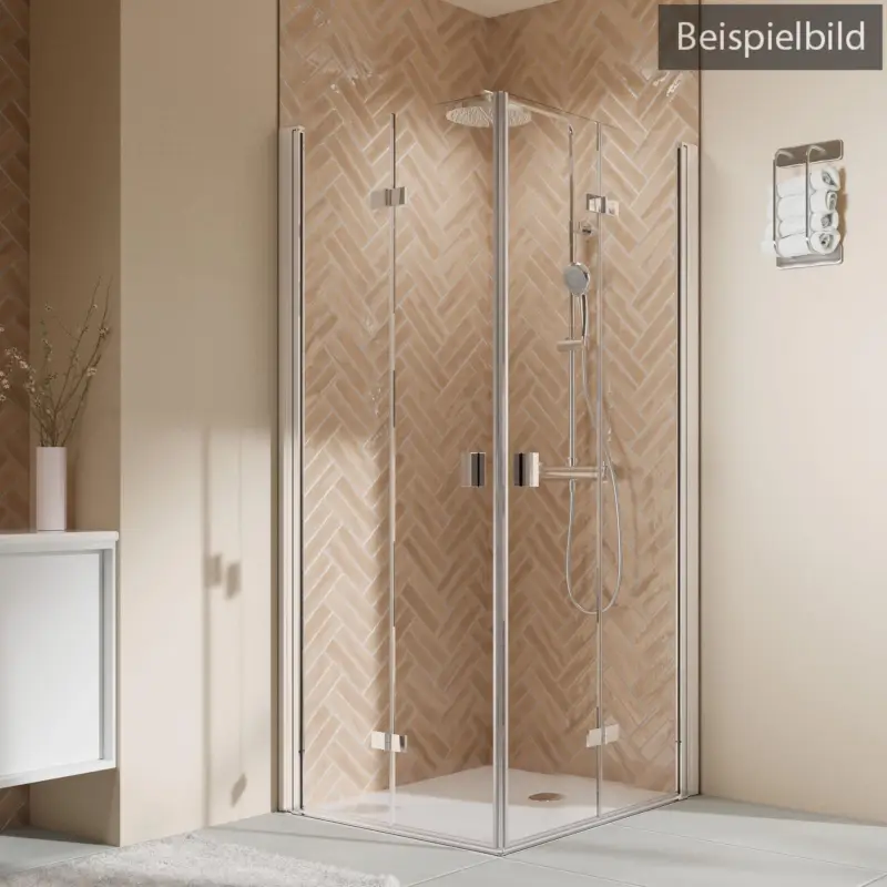 Schnäppchen Breuer Elana 2.0 eckig Black Edition Eckeinstieg Drehfalttür 4-teilig Bronce getönt 90 x 120 cm - Schwarz matt