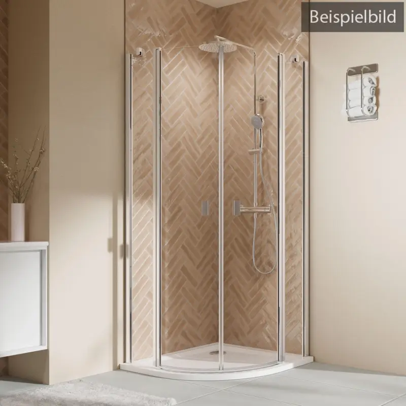 Geprüft Breuer Elana 2.0 eckig Runddusche Drehtür 4-teilig Klarglas hell 100 x 100 cm Radius 550 mm - Alu Silber matt