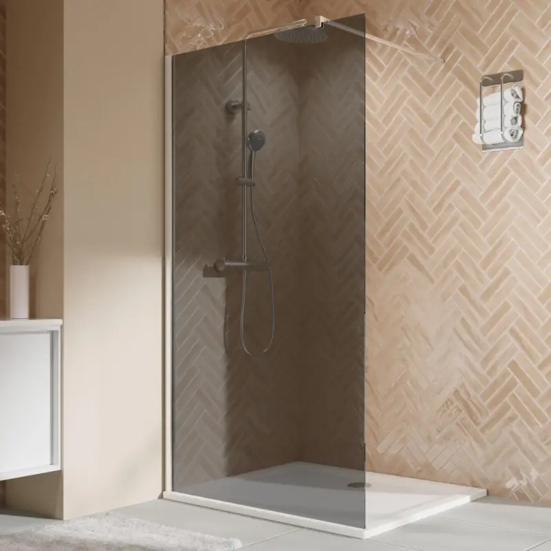Breuer Elana 2.0 eckig Walk-In Duschwand alleinstehend Grau getönt 100 cm - Alu Chromeffekt Mega-Angebot