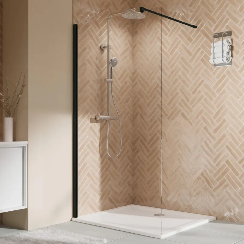 Preis Gesenkt Breuer Elana 2.0 eckig Black Edition Walk-In Duschwand alleinstehend Klarglas hell 80 cm - Schwarz matt