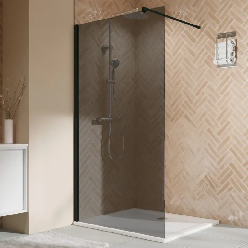 Sale Breuer Elana 2.0 eckig Black Edition Walk-In Duschwand alleinstehend Grau getönt 100 cm - Schwarz matt