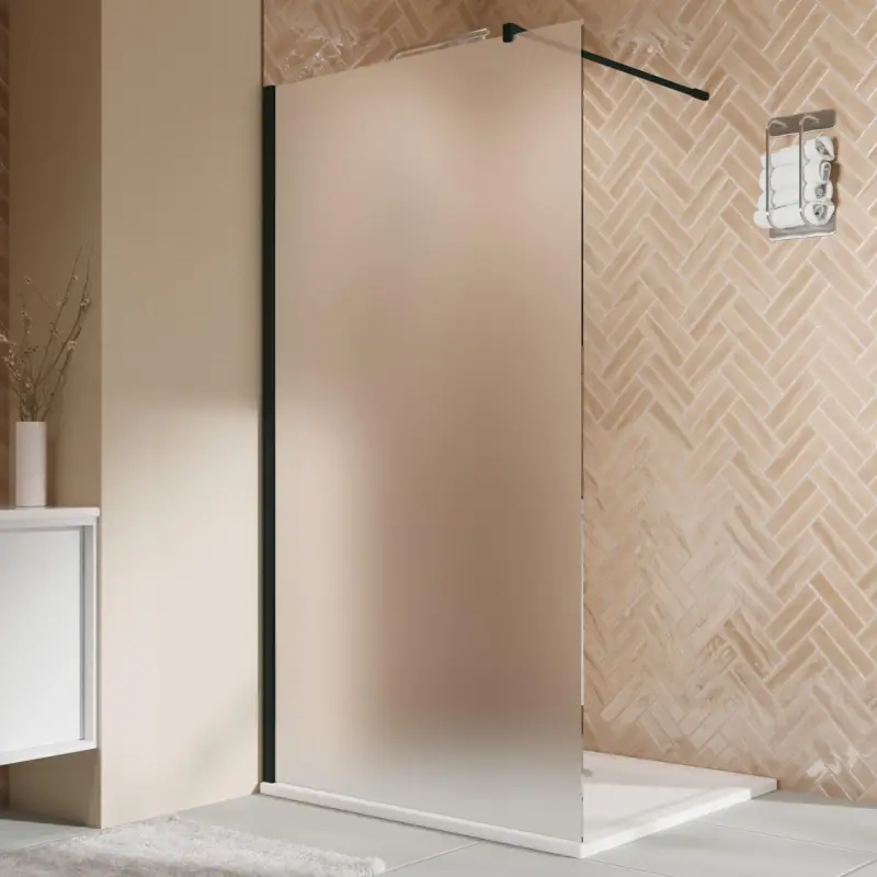 Preisreduziert Breuer Elana 2.0 eckig Black Edition Walk-In Duschwand alleinstehend Satiniert 100 cm - Schwarz matt