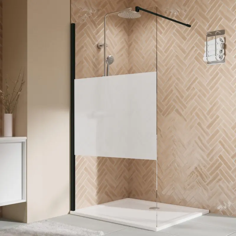 Neu Im Sortiment Breuer Elana 2.0 eckig Black Edition Walk-In Duschwand alleinstehend Intima 90 cm - Schwarz matt