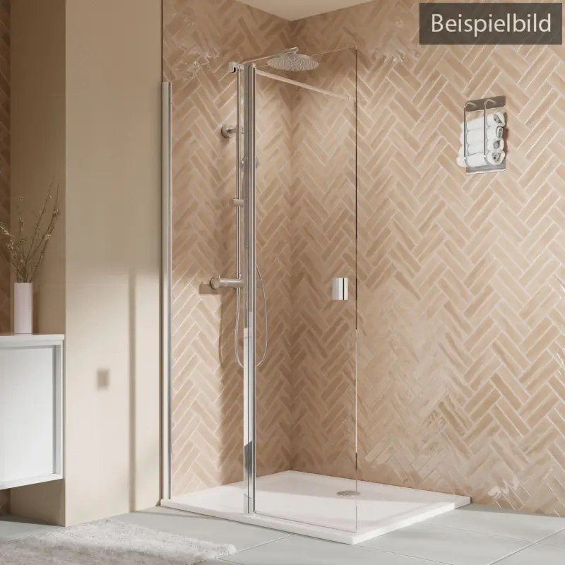 Breuer Elana 2.0 eckig Walk-In Duschwand mit beweglichem Element in Flucht Wandanschlag links Terrazzo 100 cm - Alu Silber matt Preisknaller