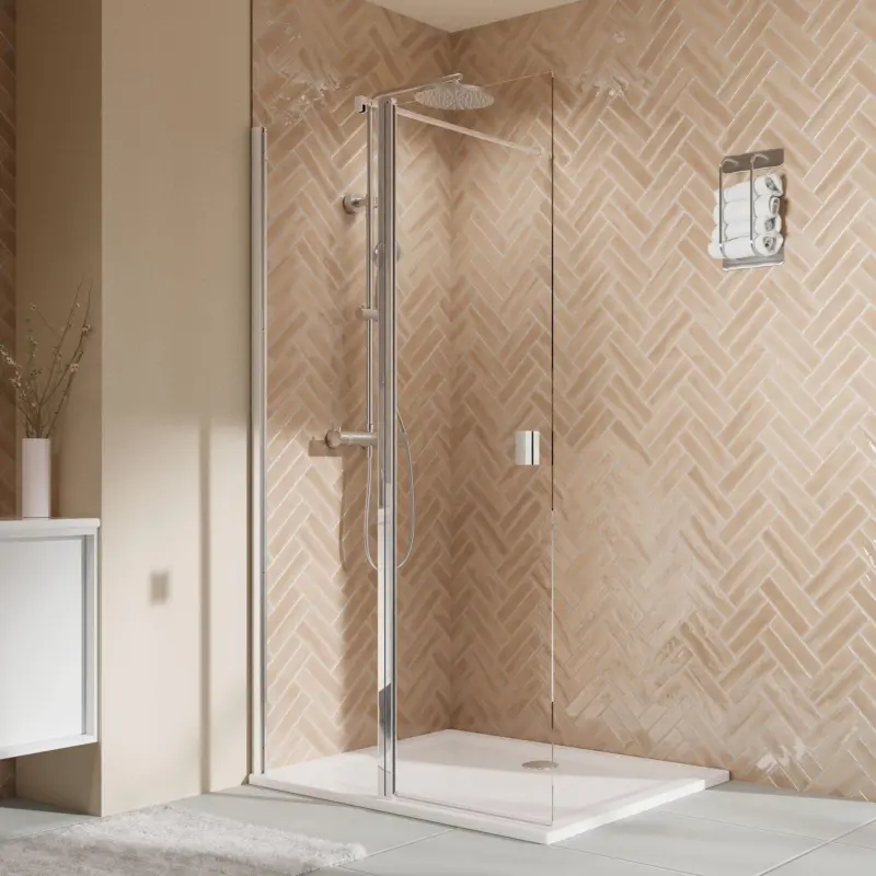 Begrenztes Angebot Breuer Elana 2.0 eckig Walk-In Duschwand mit beweglichem Element in Flucht Wandanschlag links Klarglas hell 140 cm - Alu Chromeffekt