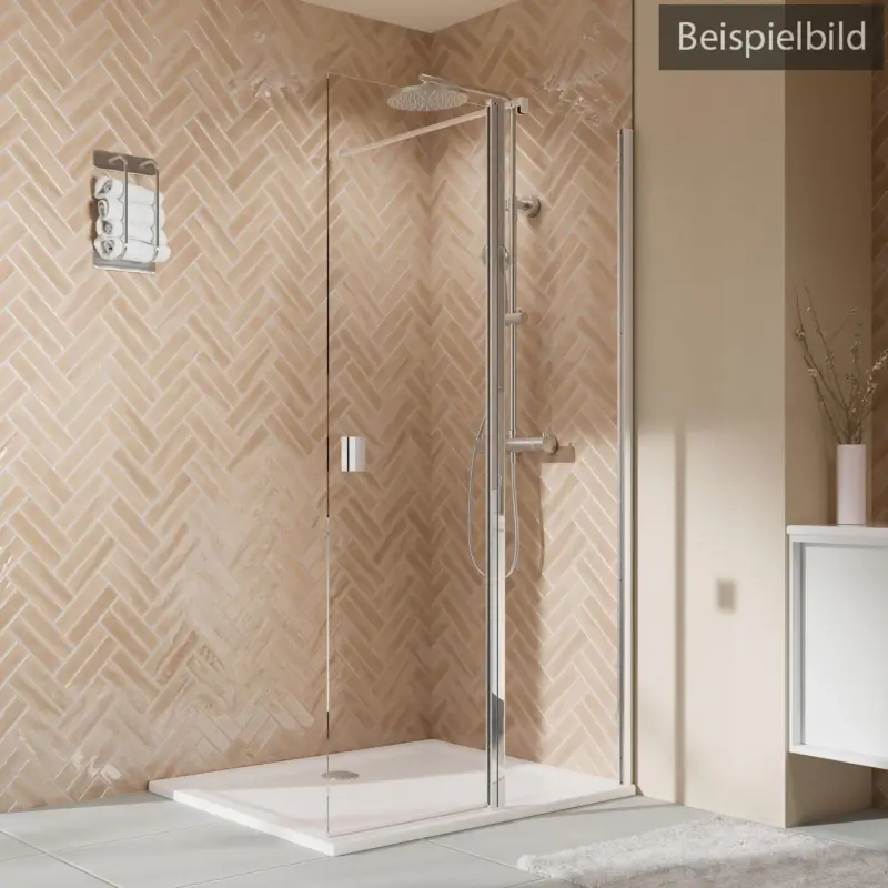 Breuer Elana 2.0 eckig Walk-In Duschwand mit beweglichem Element in Flucht Wandanschlag rechts Grau getönt 160 cm - Alu Silber matt Super-Preis