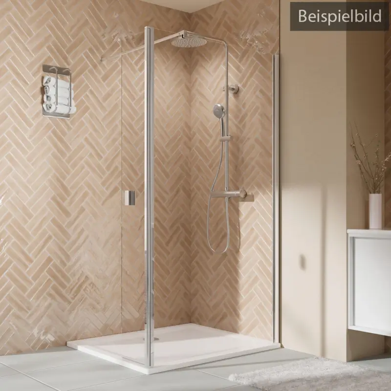Online Kaufen Breuer Elana 2.0 eckig Walk-In Duschwand mit beweglichem Element über Eck Wandanschlag rechts Satiniert 160 cm - Weiß matt
