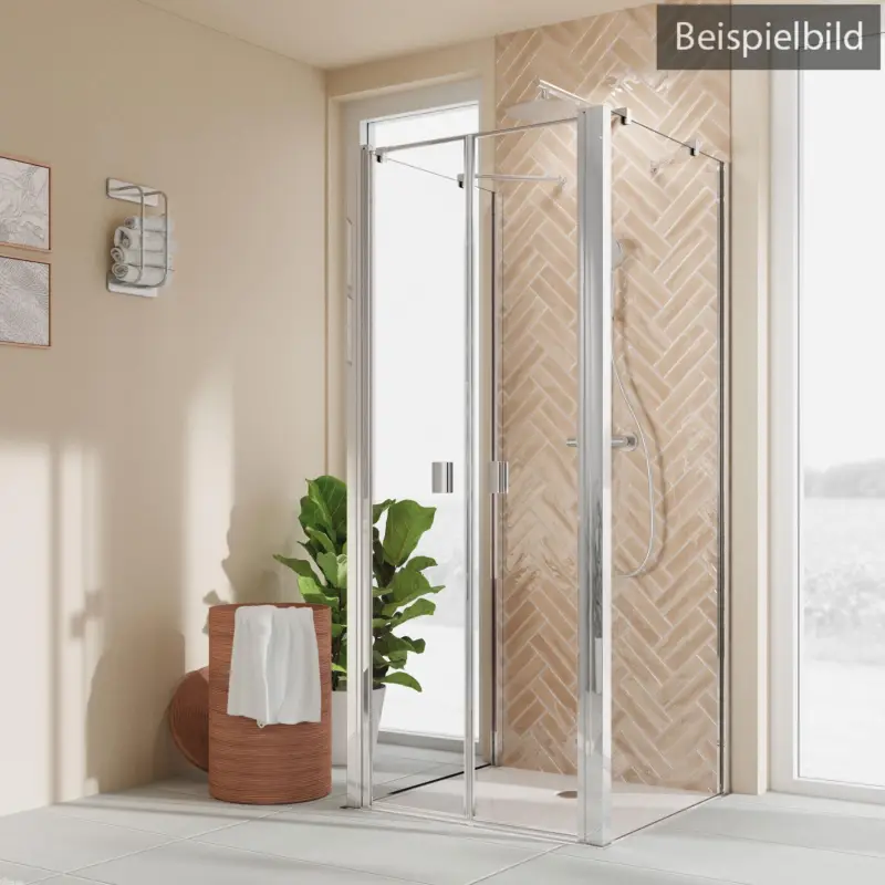 Super-Preis Breuer Elana 2.0 eckig U-Kabine Pendeltür mit 2 Seitenwänden Klarglas hell mit DualPlus 100 x 100 cm - Weiß matt