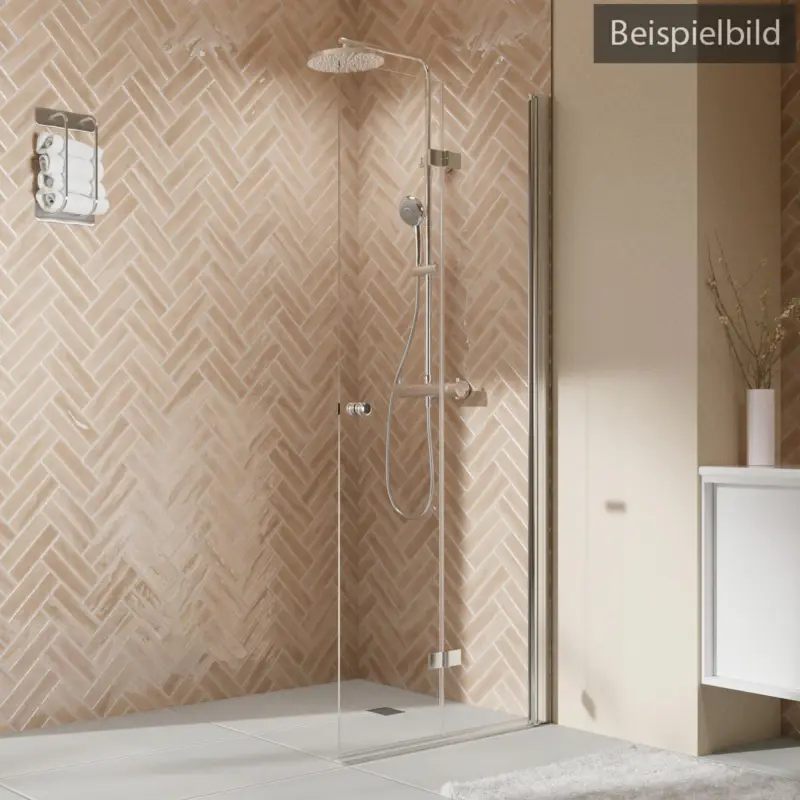 Breuer Elana 2.0 rund Walk-In Drehfalttür alleinstehend Türanschlag rechts Bronce getönt 90 cm - Alu Silber matt Direktkauf