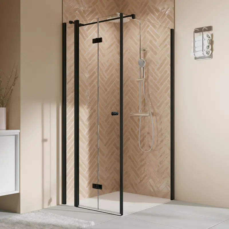 Begrenztes Angebot Breuer Elana 2.0 rund Black Edition Seitenwand für Drehtür oder Drehfalttür Wandanschlag rechts Klarglas hell 75 cm - Schwarz matt