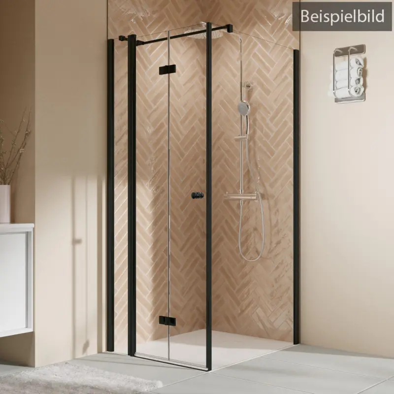 Meistverkauft Breuer Elana 2.0 rund Black Edition Seitenwand für Drehtür oder Drehfalttür Wandanschlag rechts Satiniert 90 cm - Schwarz matt
