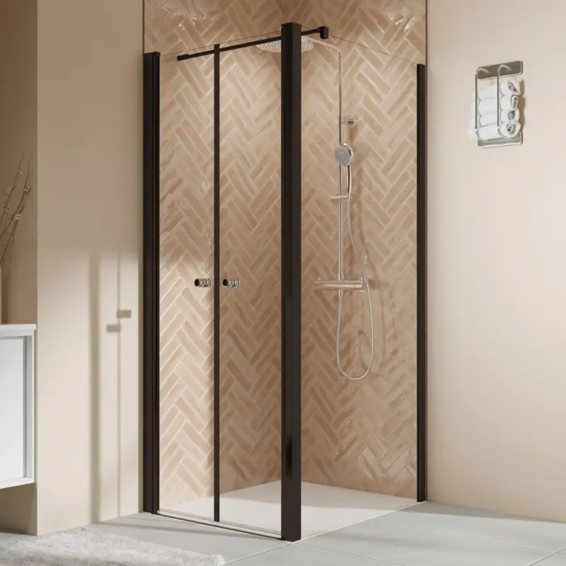 Sichere Zahlung Breuer Elana 2.0 rund Black Edition Seitenwand für Pendeltür Wandanschlag rechts Klarglas hell 100 cm - Schwarz matt