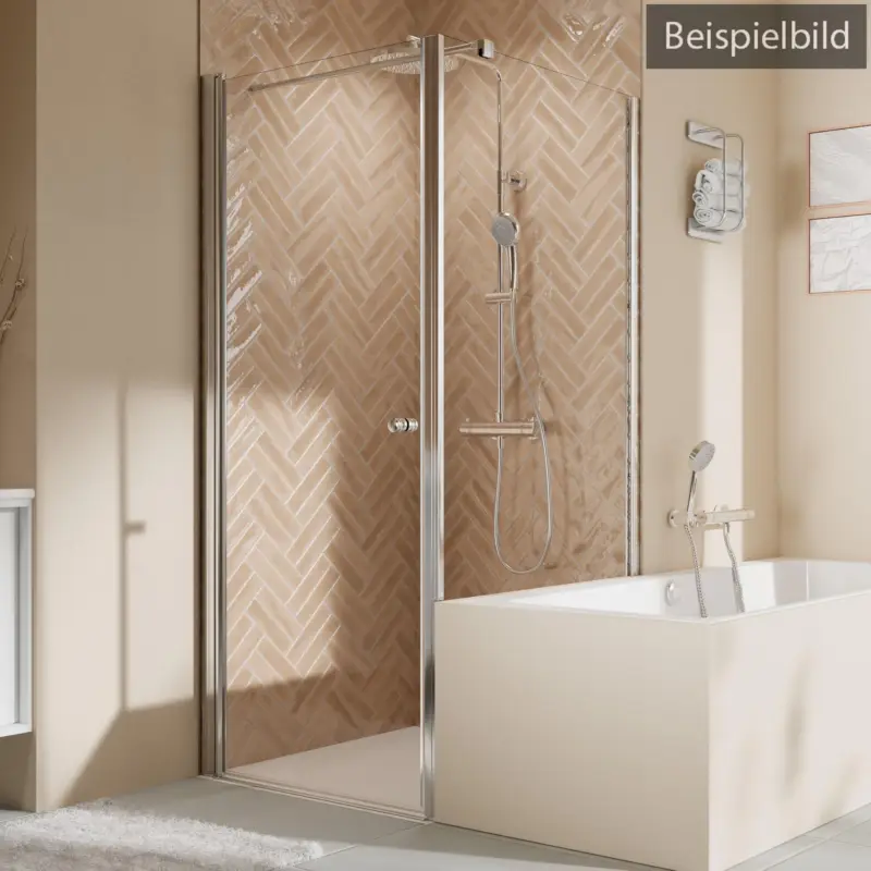 Breuer Elana 2.0 rund Badewannenseitenwand für Drehtür oder Drehfalttür (auf Wanne) Wandanschlag rechts Klarglas hell 75 cm - Alu Silber matt Günstig