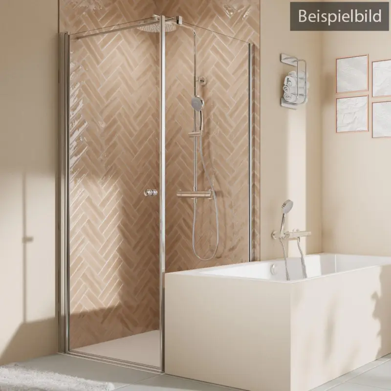 Schnäppchen Breuer Elana 2.0 rund Badewannenseitenwand für Drehtür oder Drehfalttür (neben Wanne) Wandanschlag rechts Satiniert 75 cm - Alu Silber matt