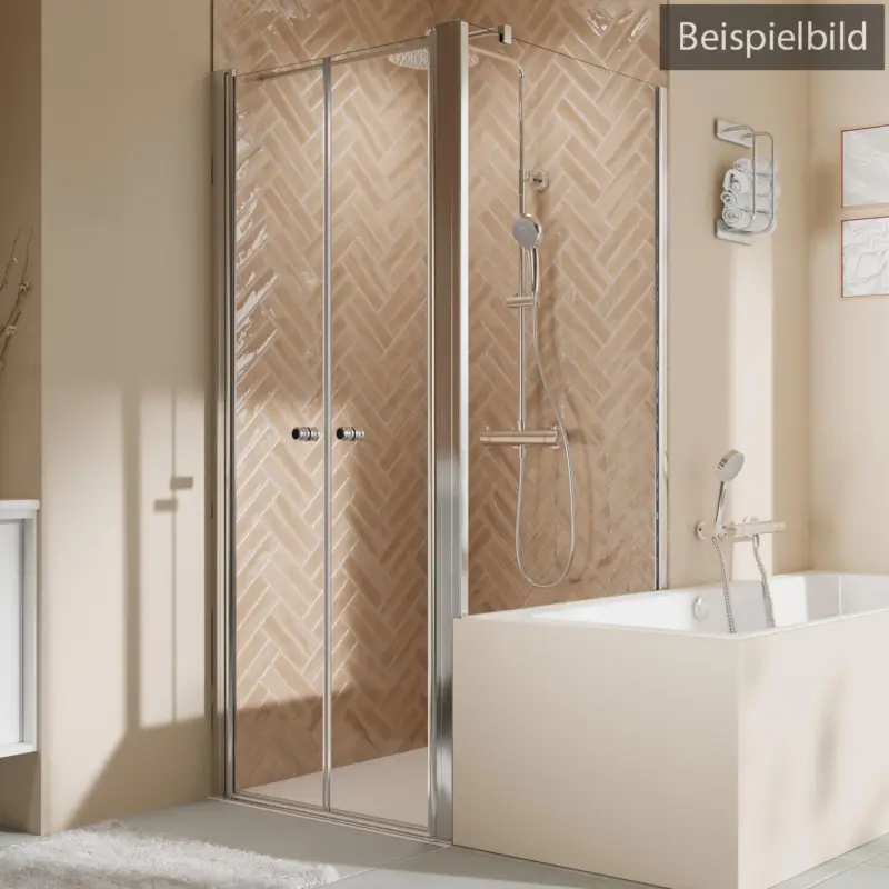 Rabatt Breuer Elana 2.0 rund Badewannenseitenwand für Pendeltür (auf Wanne) Wandanschlag rechts Mastercarre 75 cm - Weiß matt