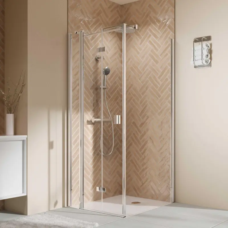 Versand Am Gleichen Tag Breuer Elana 2.0 eckig Seitenwand für Drehtür oder Drehfalttür Wandanschlag rechts Klarglas hell 75 cm - Alu Chromeffekt