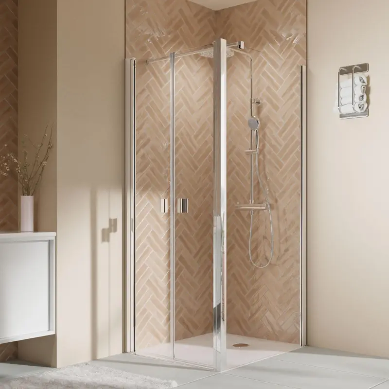Breuer Elana 2.0 eckig Seitenwand für Pendeltür Wandanschlag rechts Klarglas hell 75 cm - Alu Chromeffekt Kracherpreis