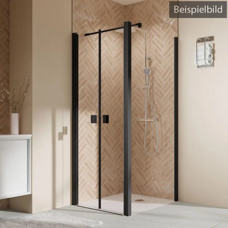 Ausverkauf Breuer Elana 2.0 eckig Black Edition Seitenwand für Pendeltür Wandanschlag rechts Bronce getönt 120 cm - Schwarz matt