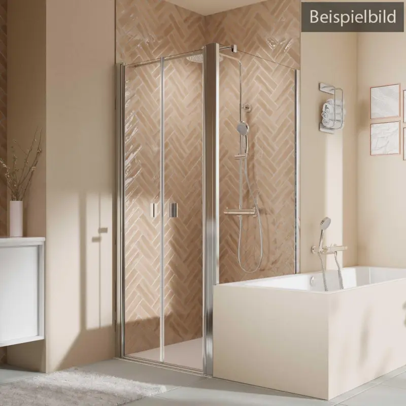 Breuer Elana 2.0 eckig Black Edition Badewannenseitenwand für Pendeltür (auf Wanne) Wandanschlag rechts Bronce getönt 75 cm - Schwarz matt Top-Angebot
