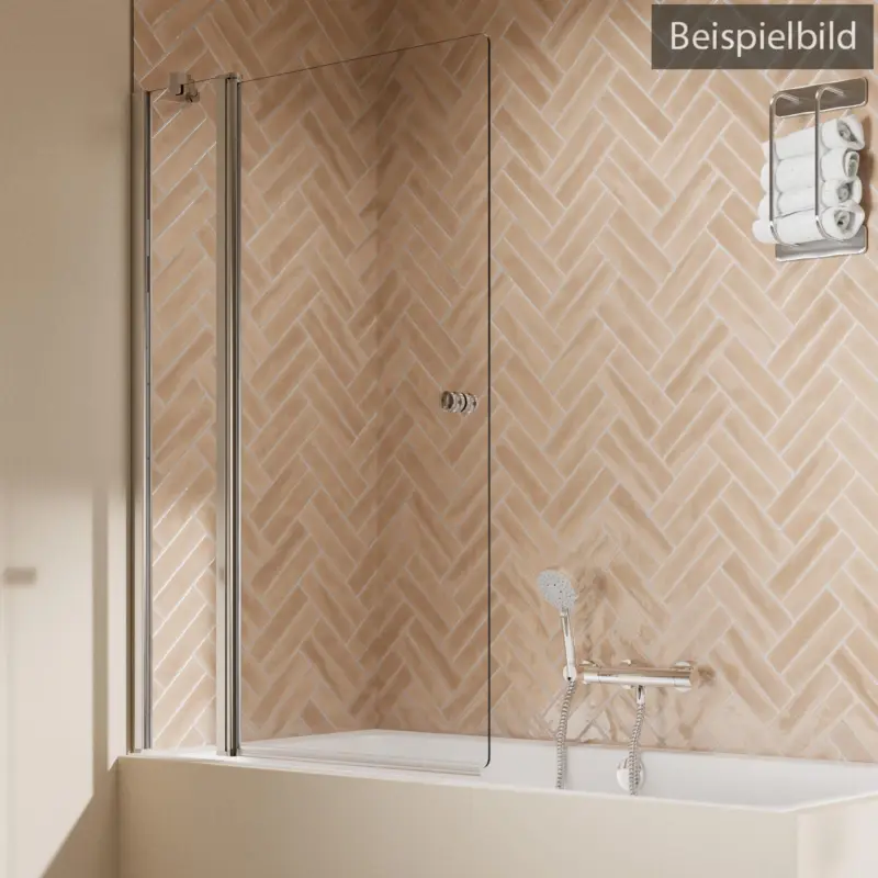 Breuer Elana 2.0 rund Drehtür mit Festteil für Badewanne Türanschlag links Klarglas hell 100 cm - Alu Silber matt Online Kaufen