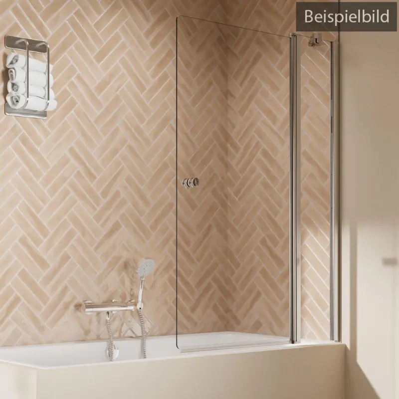 Highlight Breuer Elana 2.0 rund Drehtür mit Festteil für Badewanne Türanschlag rechts Terrazzo 100 cm - Alu Silber matt