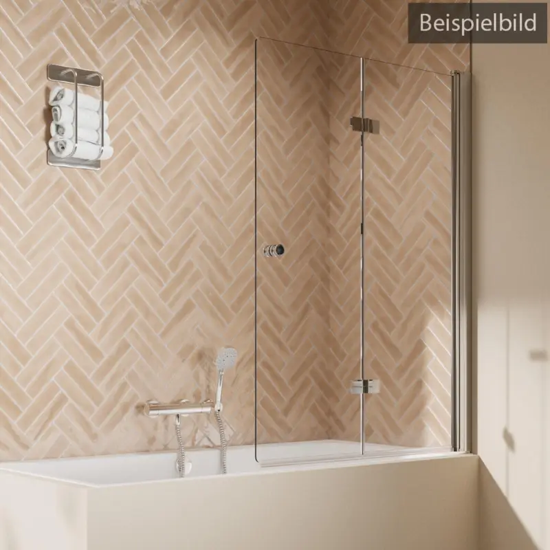 Begrenztes Angebot Breuer Elana 2.0 rund Drehfalttür für Badewanne 2-teilig Türanschlag rechts Bronce getönt 120 cm - Alu Silber matt