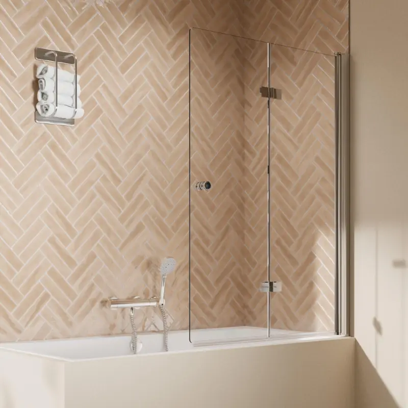 Breuer Elana 2.0 rund Drehfalttür für Badewanne 2-teilig Türanschlag rechts Klarglas hell 100 cm - Alu Chromeffekt Jetzt Bestellen
