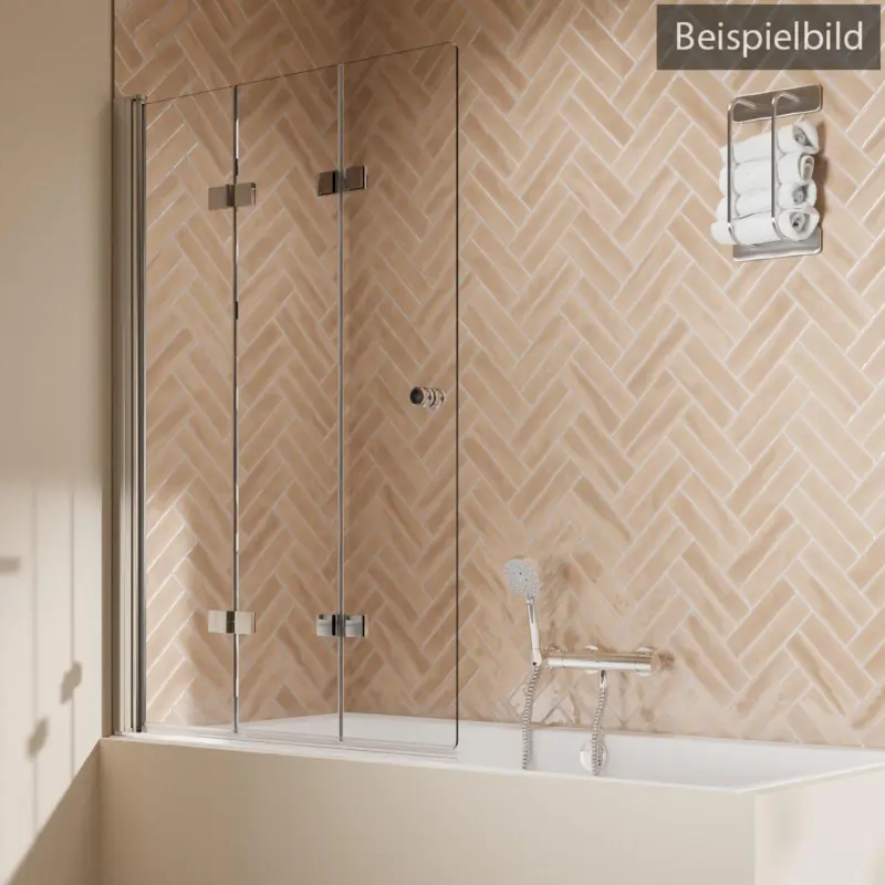 Breuer Elana 2.0 rund Drehfalttür für Badewanne 3-teilig Türanschlag links Klarglas hell 120 cm - Schwarz matt Sofort Bestellen